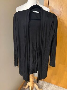 Black Open-Front Lightweight Cardigan